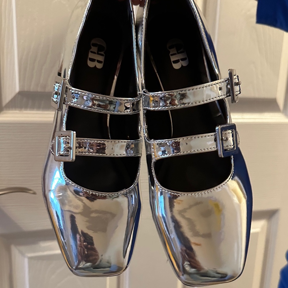 GB  Silver Mary Jane’s with Double Straps